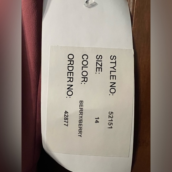 Hayley Paige Occasions Chiffon Bridesmaid Dress Berry Style 52151 Size 14 NWT - Picture 11 of 12